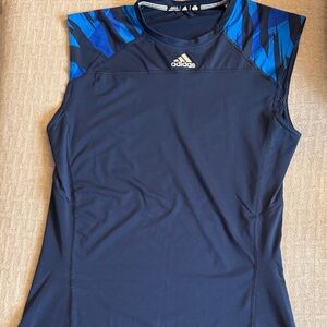 Adidas Dark Blue Performance Tank with Blue Pattern, XL